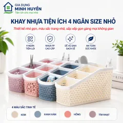 Khay Nhựa 4 Ngăn Tiện Lợi Mini – Hộp Đựng Mỹ Phẩm, Văn Phòng, Đồ Gia Dụng Gọn Gàng, Nhựa PP Bền Đẹp