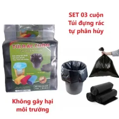 [HOT] Túi Rác Tự Phân Hủy Kích Thước Lớn 55x65cm - Thùng Rác 20L - 3 Cuộn / 1 Set