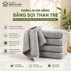 Bộ 50 khăn lau sợi than tre 20x20cm siêu thấm, kháng khuẩn, đa năng cho bếp và nhà cửa