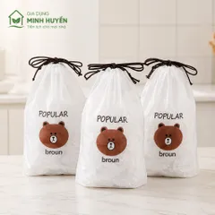 Set 500 túi màng bọc thực phẩm PE hình gấu có chun co giãn siêu dai bọc đồ ăn, tái sử dụng dùng nhiều lần tiện lợi