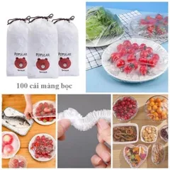 Set 500 túi màng bọc thực phẩm PE hình gấu có chun co giãn siêu dai bọc đồ ăn, tái sử dụng dùng nhiều lần tiện lợi