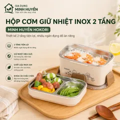 Hộp đựng thực phẩm inox 304 2 tầng giữ nhiệt chống tràn, an toàn cho cơm văn phòng và mang đi