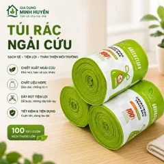 [Tặng Khăn Tre] Lẻ 1 Cuộn 50 Túi Rác Loại 1 Hương Ngải Oải Chanh Tự Phân Hủy Khử Mùi Đuổi Côn Trùng Có Dây Rút 45x50cm