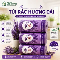 [Tặng Khăn Tre] Lẻ 1 Cuộn 50 Túi Rác Loại 1 Hương Ngải Oải Chanh Tự Phân Hủy Khử Mùi Đuổi Côn Trùng Có Dây Rút 45x50cm