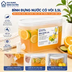 Bình Đựng Nước 3.5L Có Vòi Để Tủ Lạnh Cao Cấp Việt Nhật Đựng Nước Lạnh Tiện Lợi
