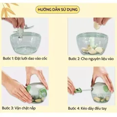 Máy Xay Tỏi Ớt Mini Đa Năng 3 Lưỡi Dao Kéo Tay - Xay Rau Củ Quả Nhanh Chóng Tiện Lợi Sạch Sẽ