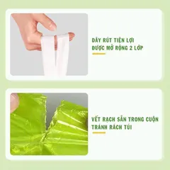 [Hot] Combo 3 Cuộn Túi Đựng Rác Hương Ngải Cứu Có Dây Rút - Xua Đuổi Côn Trùng - Khử Mùi - Tự Phân Hủy