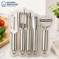 Bộ 5 dụng cụ bào, gọt, nạo sợi inox 304 đa năng cho rau củ, quả tiện lợi
