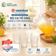 [Tặng Lót Nồi] Bộ Ca Cốc Uống Nước Tổ Ong Việt Nhật Cứng Cáp - Ca Nhựa 1,9Lít - Cốc Nhựa 300ml