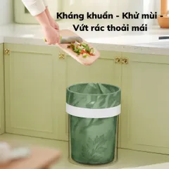 [Tặng Khăn] Combo 3 Cuộn Túi Rác Loại 1 Hương Ngải Oải Chanh Tự Phân Hủy Khử Mùi Đuổi Côn Trùng Có Dây Rút 45x48cm