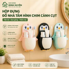 Kệ dán tường hình chim cánh cụt đựng đồ cá nhân dễ thương - Tiết kiệm không gian, chịu lực tốt, không cần khoan, có lỗ t