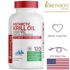 Dầu Nhuyễn Thể Bronson Antarctic Krill Oil Omega-3 EPA/DHA 1000 mg - Hỗ Trợ Tim Mạch và Tăng Cường Trí Nhớ Từ Thiên Nhiên 824193
