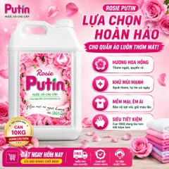 Combo 2 Can Nước Xả Vải Putin Rosie 2x10kg - Hương Hoa Hồng Ngọt Ngào, Lưu Hương Sau Phơi Sấy