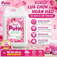 Nước Xả Vải Putin Rosie 10KG Can Lớn Hương Hoa Hồng Hạt Lưu Hương Thơm Lâu Làm Mềm Vải