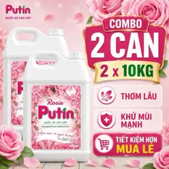 Nước Xả Vải Putin Rosie 10KG Can Lớn Hương Hoa Hồng Hạt Lưu Hương Thơm Lâu Làm Mềm Vải