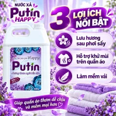 Nước Xả Vải Putin Happy 10KG Can Lớn Hạt Lưu Hương Thơm Lâu Sau Phơi Sấy Làm Mềm Vải