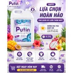 Nước Xả Vải Putin Happy 10KG Can Lớn Hạt Lưu Hương Thơm Lâu Sau Phơi Sấy Làm Mềm Vải
