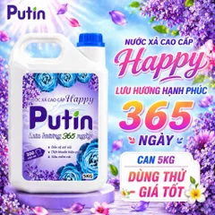 Nước Xả Vải Putin Happy Can 5kg 10kg Lưu Hương Hạnh Phúc Hương Hoa Cỏ Thanh Mát Dịu Êm