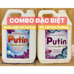 Combo (Tổng 20kg) 2 can 10kg Putin: Nước Giặt & Nước Xả Vải - Lưu Hương Sau Phơi Sấy, Tiết Kiệm Cho Tiệm Giặt