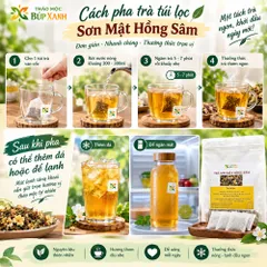 Trà Sơn Mật Hồng Sâm Túi Lọc 60 gói Thảo Mộc Búp Xanh thanh nhiệt, da sáng ngủ ngon, lợi tiểu, tiêu mỡ