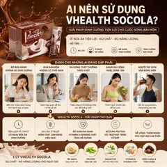 VHEALTH Socola - Bột Dinh Dưỡng Hương Socola Thơm Ngon | Bổ Sung Dinh Dưỡng Hằng Ngày | Hộp 20 Gói