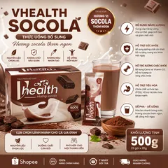 VHEALTH Socola - Bột Dinh Dưỡng Hương Socola Thơm Ngon | Bổ Sung Dinh Dưỡng Hằng Ngày | Hộp 20 Gói