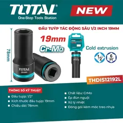 Đầu Tuýp Tác Động Sâu TOTAL 19mm 1/2
