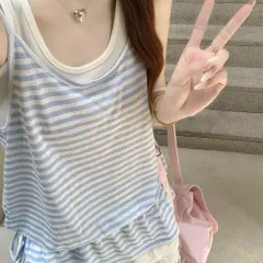 Áo hai dây nữ kẻ sọc phối lớp giả hai chi tiết dây rút eo phong cách Hàn Quốc, áo ba lỗ tanktop nữ năng động