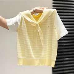 Áo Thun Len Tăm Kẻ Sọc Nữ Cổ Thủy Thủ Phối Khăn Choàng Vai Phong Cách Hàn Quốc
