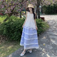Set Bộ Áo Babydoll Trắng Kem Phối Ren Lỗ Đính Hoa Và Đầm Xòe Công Chúa Dễ Thương Cho Nữ