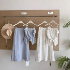 Set váy hai dây trơn màu viền ren trắng bèo đi biển nhẹ nhàng