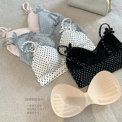 Áo kiểu nữ bèo nhún tay phồng trễ ngực phối áo lót đính nơ phong cách tiểu thư Hàn Quốc