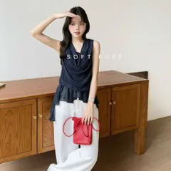 Áo voan kẻ cổ đổ xếp bèo nhún vạt xéo kiểu Pháp nhẹ nhàng