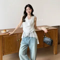 Áo voan kẻ cổ đổ xếp bèo nhún vạt xéo kiểu Pháp nhẹ nhàng