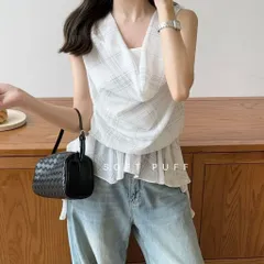 Áo voan kẻ cổ đổ xếp bèo nhún vạt xéo kiểu Pháp nhẹ nhàng