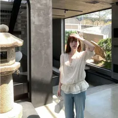 Áo sơ mi voan mỏng nhẹ đính khuy nhún bèo hông dáng rộng phong cách Hàn Quốc