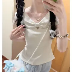 Áo thun ngắn tay cổ nơ chấm bi dáng ôm cộc mùa hè cho nữ