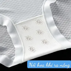 Quần lót nữ thun lạnh lỗ thoáng khí in hình gấu dễ thương có đũng hoa nổi màu khi ra nắng