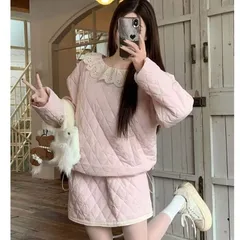 Set bộ áo phao và chân váy phao hình quả trám màu hồng dễ thương (SẴN)