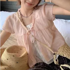 Áo babydoll kiểu hai lớp may liền kiểu khoác buộc dây viền bèo tiểu thư