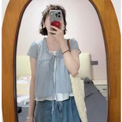 Áo babydoll kiểu hai lớp may liền kiểu khoác buộc dây viền bèo tiểu thư