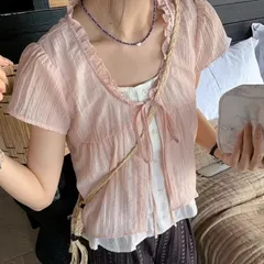 Áo babydoll kiểu hai lớp may liền kiểu khoác buộc dây viền bèo tiểu thư