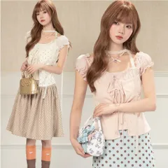Áo Kiểu Nữ Chấm Bi Giả Hai Lớp Thắt Nơ Trước Phối Tay Bèo Voan Xinh Xắn Phong Cách Hàn Quốc