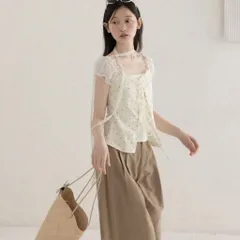 Áo Kiểu Nữ Chấm Bi Giả Hai Lớp Thắt Nơ Trước Phối Tay Bèo Voan Xinh Xắn Phong Cách Hàn Quốc