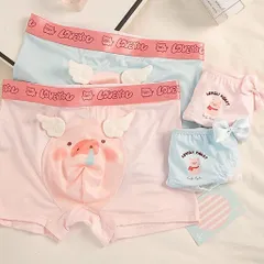 Quần lót đôi cho nam nữ in hình chú heo có cánh nổi dễ thương. Quần sịp nam nữ hình con lợn cute quà cho cặp đôi