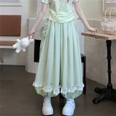 Quần bí dáng rộng kẻ caro phối bèo ren và hình quả dứa dễ thương