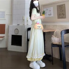 Quần bí dáng rộng kẻ caro phối bèo ren và hình quả dứa dễ thương
