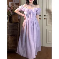 Váy voan tím dáng dài trễ vai bèo cúp ngực cho bigsize