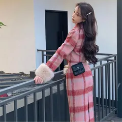 Set đầm dạ lông kẻ caro tay viền bông trắng. Set vest đầm croptop kẻ caro (sẵn XS, S ngắn đỏ)