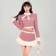 Set đầm váy dạ vest bèo đuôi cá ngắn hồng tiểu thư sang chảnh ( SẴN XS, S)